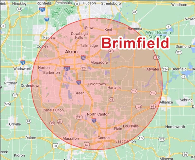 Map of Brimfield OH Service Location for Eagle Eye