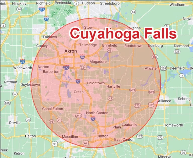 Map of Eagle Eye Roofing LLC service area.