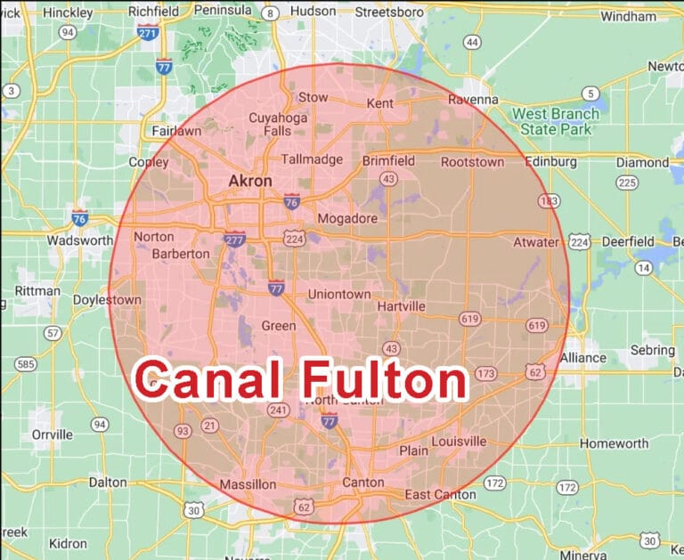 Map Canal Fulton in the Service Area of Eagle Eye Roofing LLC