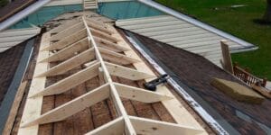 Professional roof replacement installation on residential home in Akron Ohio