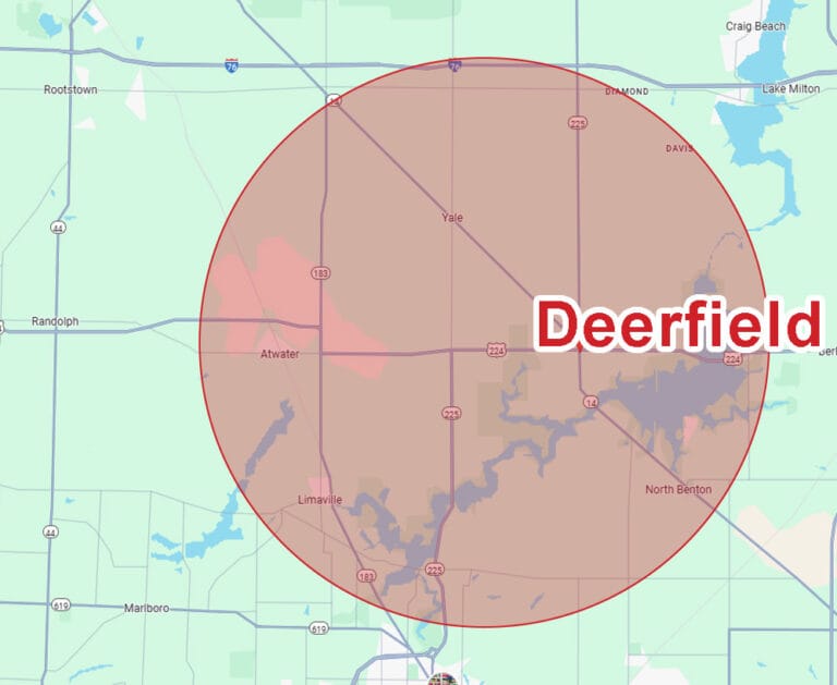 Map Deerfield Ohio Service Area Eagle Eye Roofing LLC