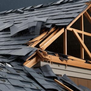 Storm damage to a home roof in Akron Ohio