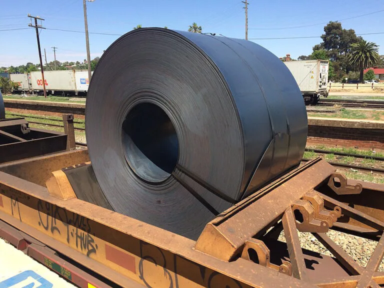 Steel-rolls-on-a-freight-train